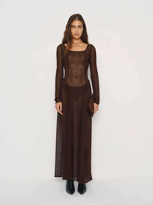 Leona Knit Dress - Sheer Brown